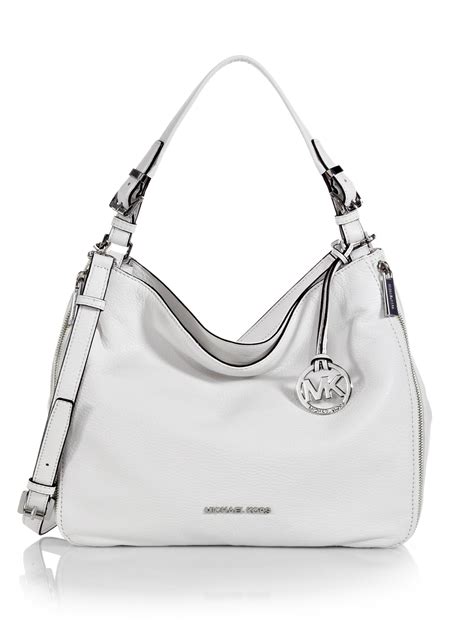 white michael kors purse with mk logo|Michael Kors white shoulder bag.